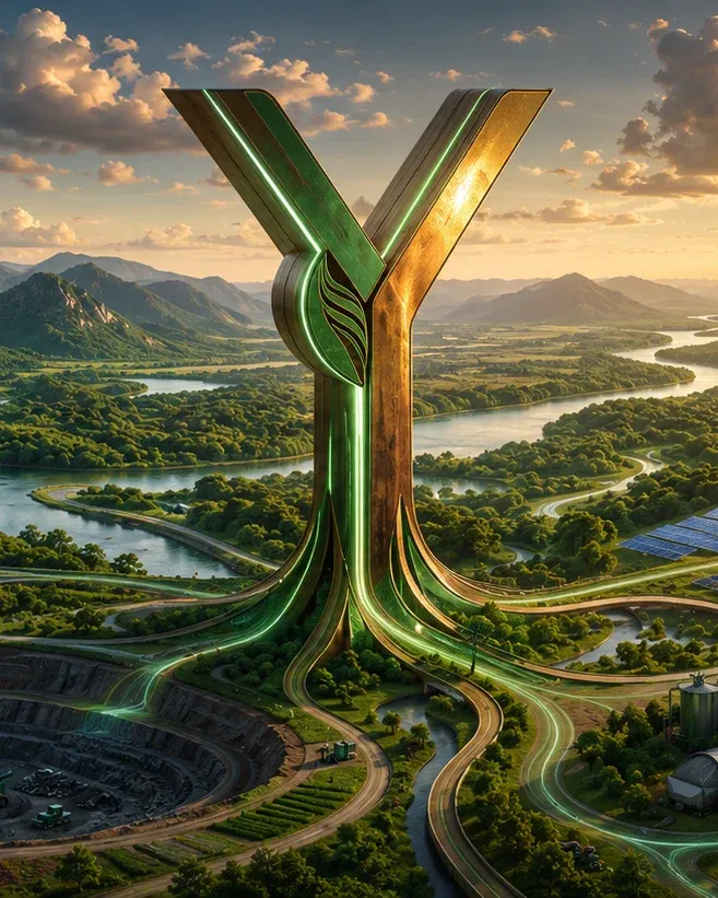 Envoloji Y emblem connecting nature, water resources and energy projects
