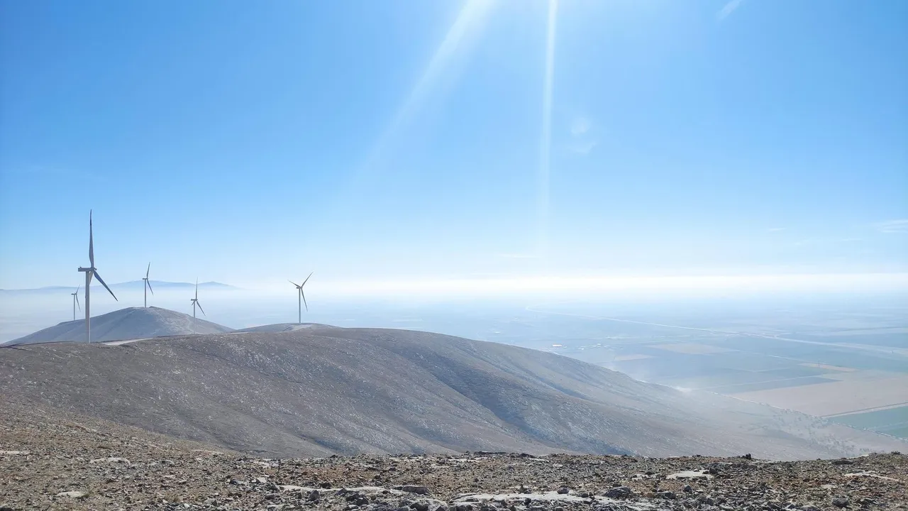 Panoramic view of a wind farm site for visual impact assessment